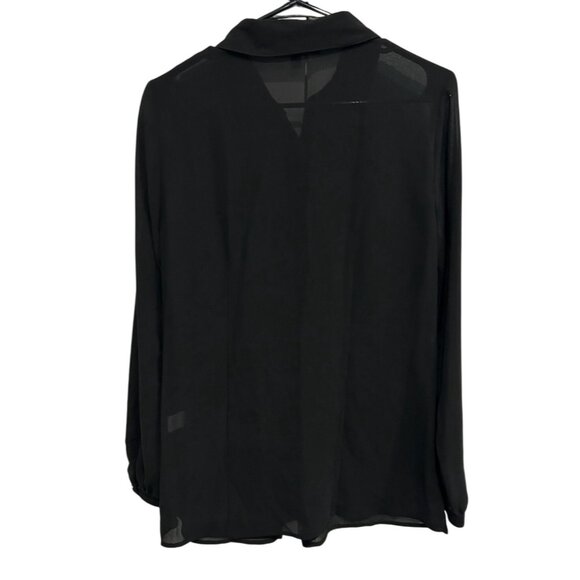 My Collection Medium Black Sheer Long Sleeve Embellished Button-Up Blouse - Picture 2 of 9
